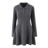 Vestido de Lapela Longo com Cintura Estilo Europeu e Americano para Mulheres Outono e Inverno Novo Gola Polo Meio Aberto Curto de Malha Base