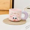 Copo de cerâmica para gatos frescos pequenos transfronteiriços Caneca de desenho animado de alto valor para tampa e colher para presente de mão de casamento copo de água