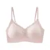 Sujetador Romántico de Encaje sin Aros para Pechos Pequeños, Soporte Suave, Push-Up, Taza Semi-Fija que Recoge el Pecho, Lencería para Mujer