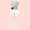 2026 Moda Niñas Verano Nuevo Conjunto Estilo Princesa Estilo Coreano Top para Niños Medianos y Mayores Dulce Falda de Pastel Conjunto de Dos Piezas