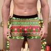 Comércio Exterior Transfronteiriço Roupa Íntima Masculina Estampada de Natal Estilo Novo Europeu e Americano Confortável e Respirável Seda de Leite Boxer de Cintura Média