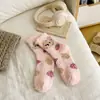 Calcetines de Terciopelo Coral para Mujer, No Sueltan Pelusa, de Longitud Media, Lindos de Oso para Dormir, Calcetines Cálidos para el Piso del Hogar, Venta al por Mayor en Zhuji