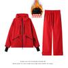 Conjunto de Traje de Esquí para Exteriores con Forro de Felpa Tallas Grandes para Pareja para Mujer, Ropa de Montañismo Impermeable y Resistente al Viento, Conjunto Cálido de Dos Piezas
