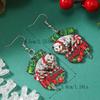 Diseño europeo y americano Navidad doble cara Papá Noel pequeño dinosaurio hueso muñeco animal lindo dulce acrílico pendientes