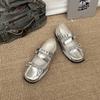 Zapatos Mary Jane Plateados Retro Franceses para Mujer 2026 Verano Nuevos Zapatos de Ballet con Lazo de Nicho para Mujer