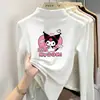 Camiseta interior básica de manga larga con estampado y forro polar para niña, nuevo estilo 2026, top interior versátil ajustado para otoño, adecuado para niños de talla mediana y grande