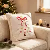 Navidad Nuevo Lazo Funda de Cojín para Árbol de Navidad Proceso de Bordado Acolchado Funda de Cojín Cojín de Felpa Fabricante Venta al por Mayor