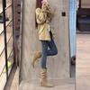 Botas Melard para Mujer, Tacones Altos Finos, Nuevo Modelo 2025, Color Caqui, Punta Fina, Fruncidas, Botas de Caña Media Holgadas Adelgazantes