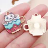 20 Dibujos Animados Lindos Gato con Goteo de Aceite Taza de Café Colgante de Aleación Llavero DIY Pendientes Collar Accesorios de Joyería