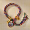 Cuerda de Mano Xizang Tejida a Mano Recurrente Cuerda de Mano Pequeña Pulsera Thangka Cuerda Thangka Dios de la Riqueza Madre Verde Zakilam