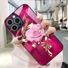 Aplicable a Funda de Cristal Templado para Apple 18PRO 17PROMAX Cubierta Protectora de Hoja de Oro iPhone16 Rosa 17E