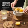 Posavasos Natural de Palma de Coco, Base de Tetera de Arcilla Púrpura, Almohadilla de Fibra de Coco para Tetera, Esterilla Tejida a Mano Aislante para Espacio de Té de Casa de Huéspedes, Esterilla Aislante de Calor para Tetera de Hierro