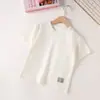 Camiseta de Manga Corta para Niños Niños 2025 Nuevo Verano Algodón Puro Manga Media Niños Grandes Camiseta Básica Camiseta Blanca para Niñas