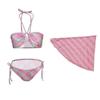 Lindo Traje de Baño Top de Tubo Halter de Color Contrastante a Cuadros Rosados para Mujer Dividido Puro Lujuria Sexy Vacaciones Junto al Mar Bikini a Cuadros