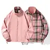 Chaqueta Reversible de Cuadros Moderna para Hombre para Primavera y Otoño, Cuello Alto Liso Doble Cara Moda Casual Ropa Exterior para Pareja