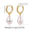 Aretes de perlas color chapado en oro real que conserva el color abalorios retro franceses elegantes hebilla para la oreja diseño de estrella de mar joyería enrollada hecha a mano