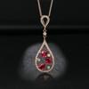 Collar de plata para mujer, colgante de plata estilo japonés y coreano, colgante de gota de agua, colgante de gema de tres colores, joyería de plata en oro rosa de 18 quilates