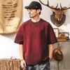 Camiseta de manga corta para hombre de peso pesado de 300 g, corte holgado de verano, marca de moda, Anke La red, lavado desgastado, top estilo retro americano