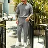 2026 Comércio Exterior Europeu e Americano Transfronteiriço Novo Terno Masculino Casual Solto de Linho de Manga Longa e Calça Longa com Gola Reversível Liso