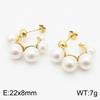 Sencillos aretes de acero inoxidable con forma de C y perlas de alta gama al por mayor para mujer, moda, lujo ligero, forma especial