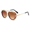 Gafas de Sol Estilo Aviador Europeas y Americanas, Gafas Redondas Retro, Diseño de Doble Puente Geométrico de Moda, Gafas de Sol con Protección Solar para Viajes