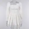 Vestido Princesa de Manga Bufante Novo Verão 2025 Vestido com Renda no Peito Estilo Doce Elegante Lolita Vestido de Quadril