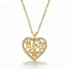 Amazon transfronterizo nueva moda collar con colgante de corazón incrustado de circonita de cobre y conjunto de pendientes regalo de aniversario de agradecimiento