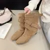Botas vaqueras occidentales para mujer 2026 Nuevo Otoño con Tacón Oculto, Punta Cuadrada Retro, Estilo Melard, Botas Arrugadas, Botas de Caballero Hot Girl