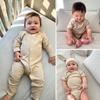 2026 Mameluco para Bebé Recién Nacido Capa Base de Algodón Ropa de Dormir Mono para Recién Nacido de Otoño Unisex para Bebé Color Sólido Traje para Gatear