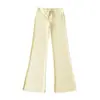 Pantalones de Yoga Elegantes para Mujeres con Curvas, Estilo Americano Otoñal de Alta Elasticidad Adelgazantes Acampanados con Cordón Deportivo