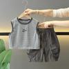 8078 Conjunto de Chaleco de Verano sin Mangas para Niños 2026 Nuevo Conjunto Coreano de Dos Piezas para Niños Ropa de Verano de Moda para Bebés