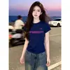 2026 Nuevo Estilo Puro Deseo Chica Caliente Estilo Verano Casual Único Nicho Cuello Redondo Camiseta Corta Mujer Corte Delgado Versátil Top
