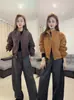 Chaqueta corta estilo coreano con cremallera, cuello alto y diseño plisado, prenda exterior casual para mujer, nueva colección otoño 2026, corte holgado, efecto adelgazante, prenda exterior de moda