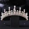 G081 corona de aleación de diamantes de imitación para novia coreana hecha a mano con hilo, cuentas de cristal, perla, accesorios para la cabeza de boda, diadema
