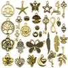 30 colgantes antiguos de aleación de zinc con forma de búho y mariposa, de oro mixto, para hacer tú mismo, pendientes vintage, pulseras y colgantes.