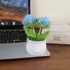 Flor de ganchillo tejida a mano rosa burbuja planta en maceta decoración de escritorio regalo creativo colgante de flor de hilo
