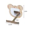 Plataforma de Espejo para Petauro del Azúcar, Percha de Madera de Pimienta, Palo de Juego de Madera Maciza, Juguete para Aliviar el Aburrimiento, Accesorio Colgante para Jaula, Decoración para Jaula de Pájaros