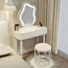 Tocador tipo crema para dormitorio, tocador simple para maquillaje, tocador moderno de lujo ligero, tocador tipo nube estilo princesa