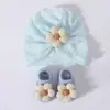 Set de Sombrero y Calcetines para Bebé de Comercio Exterior, Set de Sombrero Hiyab Floral para Recién Nacido, Set de Accesorios para la Cabeza de Bebé, Calcetines para Bebé