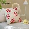 Funda de Cojín Bordada de Bastón de Caramelo Festival de Navidad Decoración de Ambiente Festivo Funda de Cojín para Sofá Funda de Cojín para Mesita de Noche