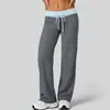 Calça Reta de Cintura Alta com Cordão Juyitang para Mulheres, Calça Esportiva Casual de Verão com Blocos de Cor, Elástica e Modeladora