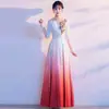 Vestido de Performance para Coro Feminino, Novo Vestido Longo para Apresentação e Competição de Recitação Red-Song, Traje de Palco para Meia-Idade e Idosos, Vestido de Noite