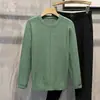 Nueva camiseta de punto jacquard lisa de cuello redondo, suéter blanco de manga larga para hombre, para primavera y otoño, para ir al trabajo