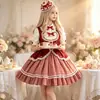 Pinza para el pelo con lazo de encaje de pastel de cereza estilo Lolita dulce japonés, lindo y versátil, exquisito accesorio para el pelo con clip para sombrero