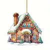 Casa de Açúcar Neve de Natal Pingente de Feriado Transfronteiriço Acrílico Plano Decoração de Interior de Carro Pingente de Chaveiro