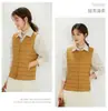 Chaleco de plumón para mujer de nuevo estilo sin cuello, cuello en V, chaqueta ligera de plumón, abrigo cálido, chaleco de talla grande