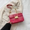 Bolso pequeño con textura de bloqueo para mujer, estilo Hong Kong, nuevo estilo, estilo occidental, bandolera con cadena para el hombro, verano 2024