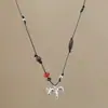 Collar de Cuentas de Caballo de Madera para Mujer, Cadena Larga de Suéter con Colgante Lindo para Otoño e Invierno, Accesorio de Dibujos Animados con Diseño de Nicho
