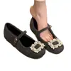 Zapatos Mary Jane 2026 Estilo Nuevo Elegantes Hebilla Cuadrada con Pedrería Versátiles que Aumentan la Altura Zapatos Mary Jane para Mujer Invierno Felpa Suela Gruesa Zapatos de una Sola Pieza