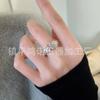 Anel Feminino Banhado a Prata com Inlay de Calcedônia Branca Tipo Gelo Natural, Anel de Jade Dupla Face Ágata Branca, Fornecimento ao Vivo